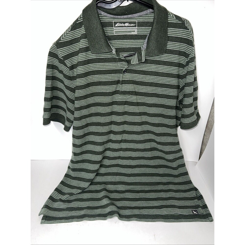 Eddie Bauer Men’s M Green Stripped Pollo